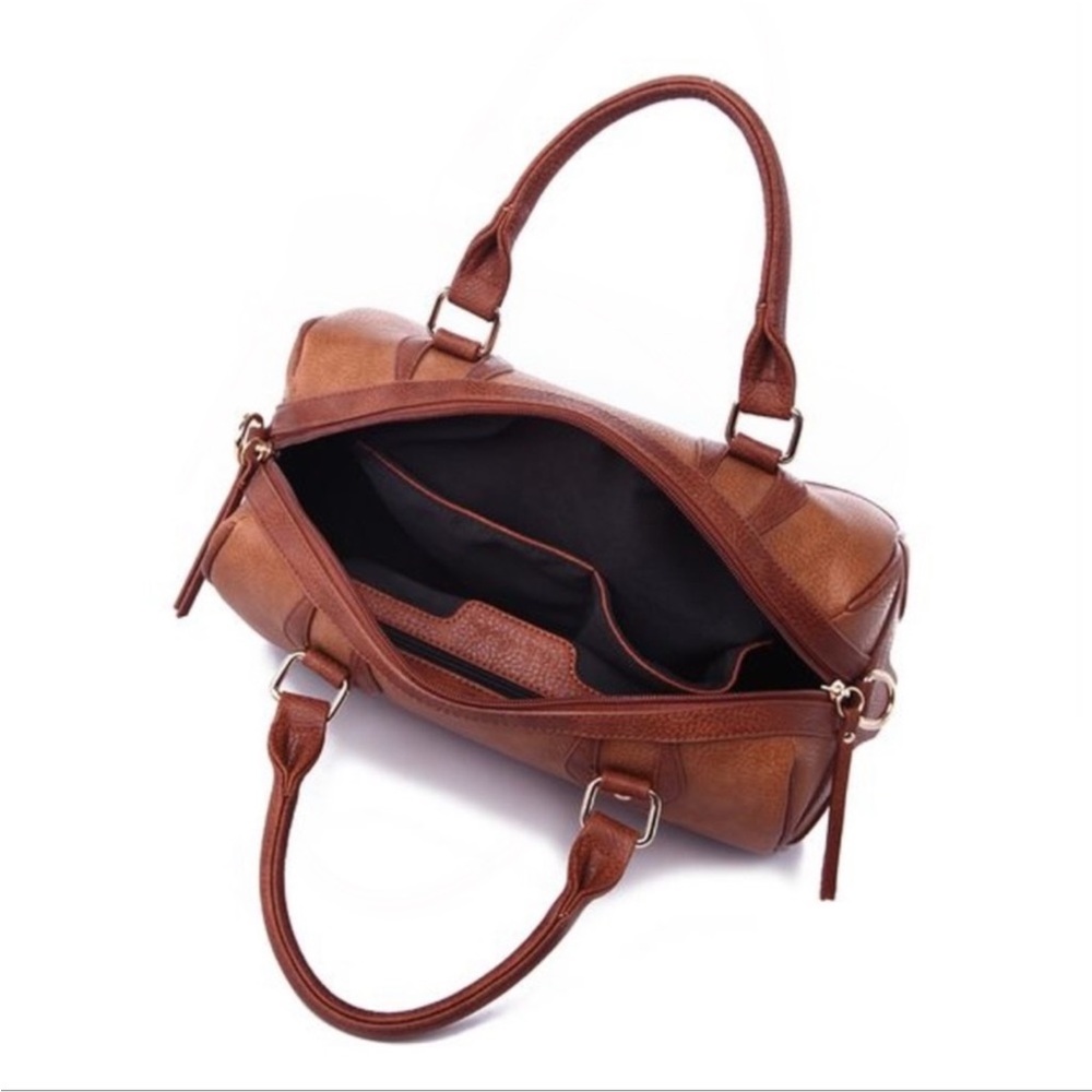 NWT vegan leather bag brown satchel - Picture 3 of 3